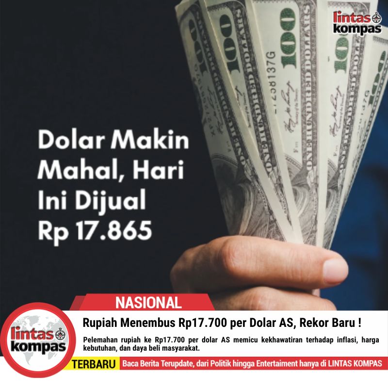 Rupiah Menembus Rp17.700 per Dolar AS, Rekor Baru !