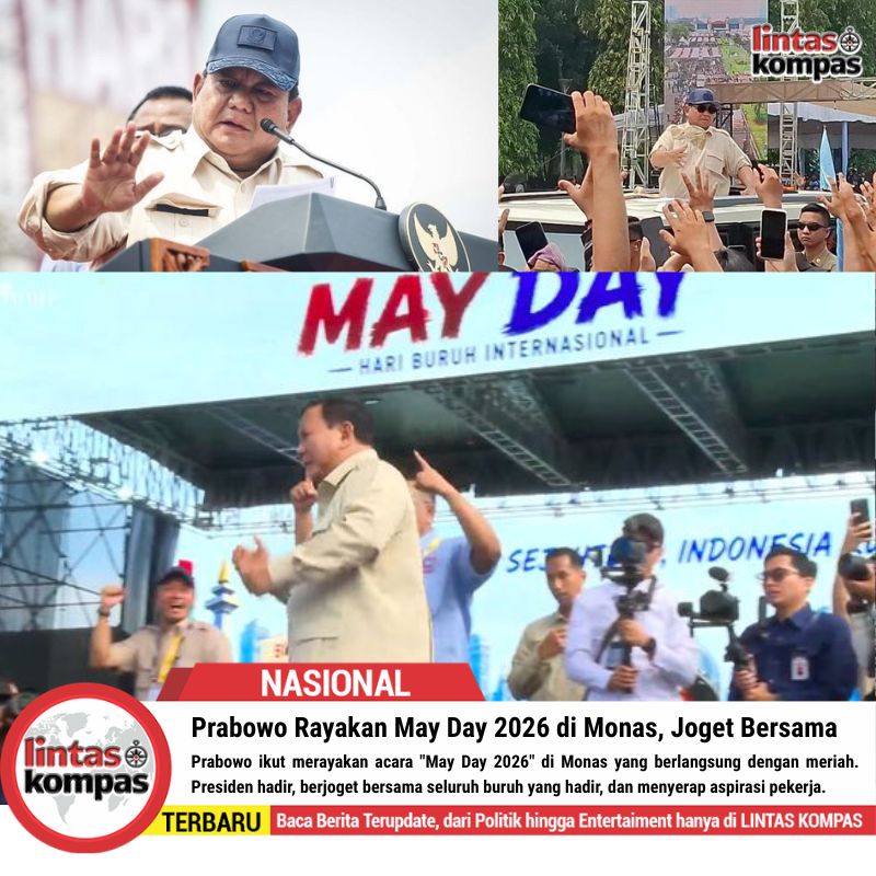 Prabowo Rayakan May Day 2026 di Monas, Joget Bersama