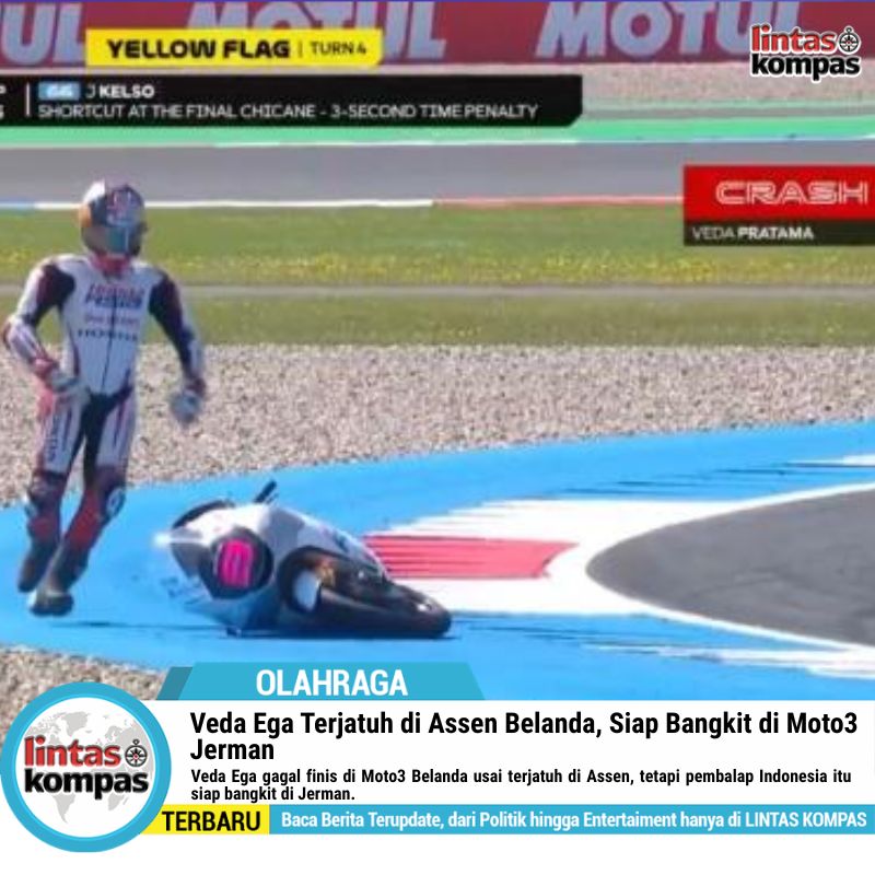 Veda Ega Terjatuh di Assen Belanda, Siap Bangkit di Moto3 Jerman