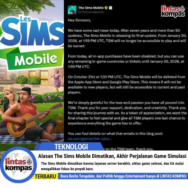 The Sims Mobile Dimatikan, Akhir Perjalanan Game Simulasi