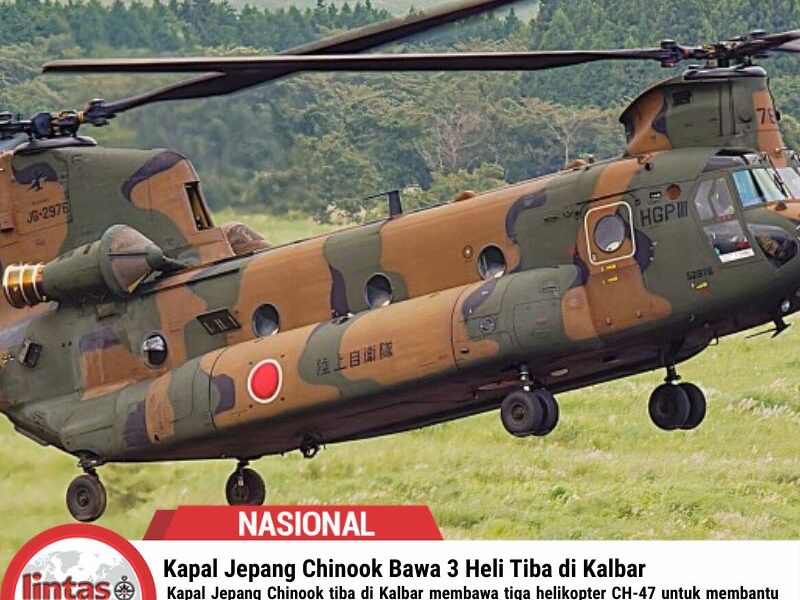 Kapal Jepang Chinook Bawa 3 Heli Tiba di Kalbar