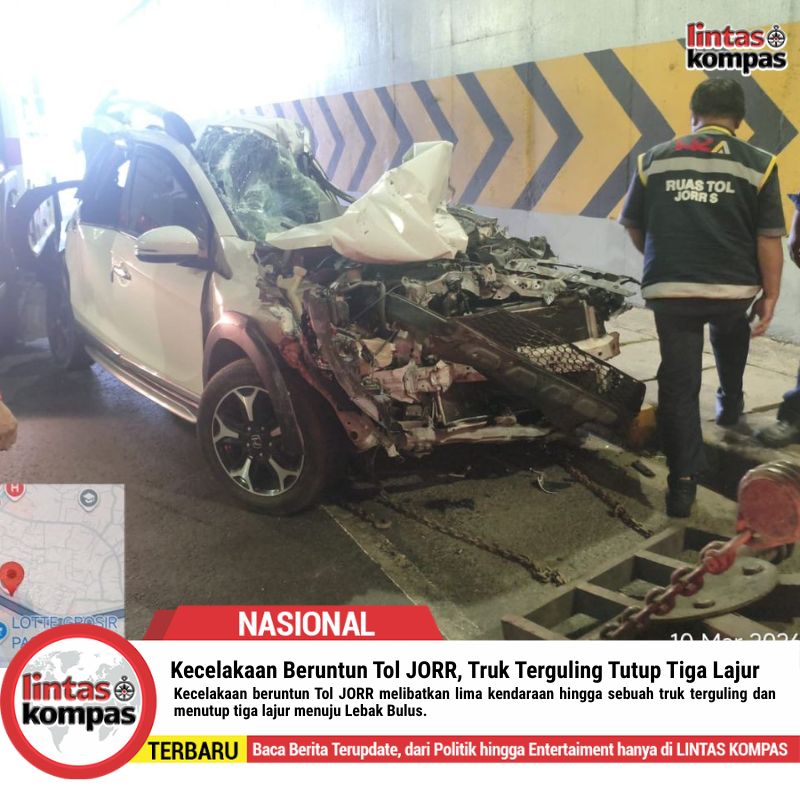 Kecelakaan Beruntun Tol JORR, Truk Terguling Tutup Tiga Lajur