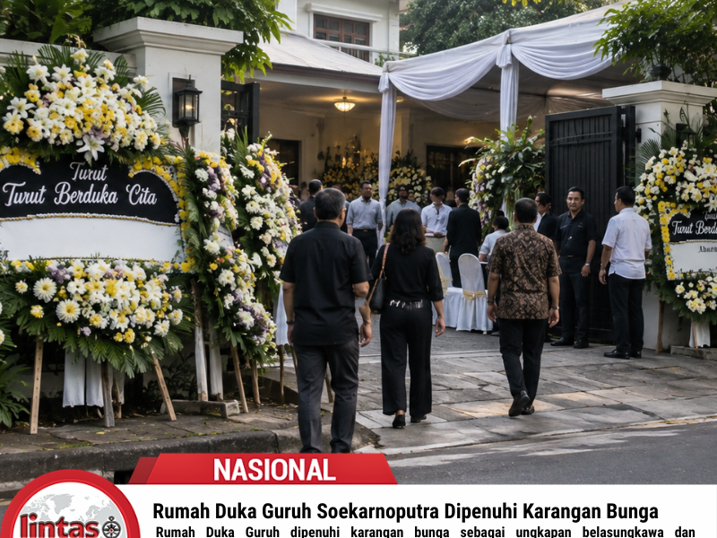 Rumah Duka Guruh Soekarnoputra Dipenuhi Karangan Bunga