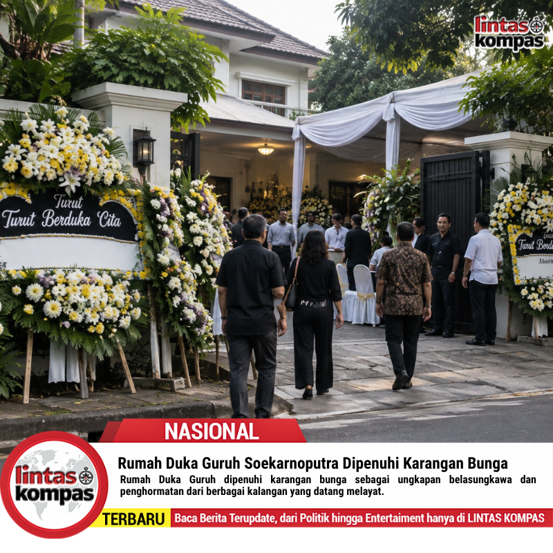 Rumah Duka Guruh Soekarnoputra Dipenuhi Karangan Bunga