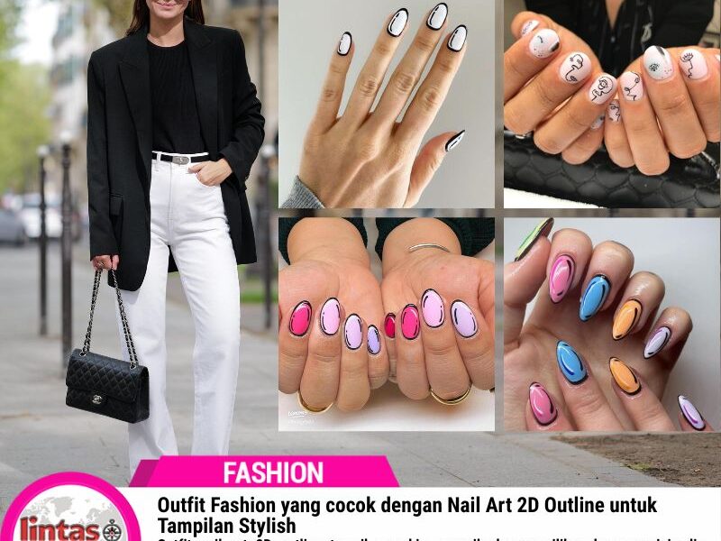 Outfit Fashion Nail Art 2D Outline untuk Tampilan Stylish