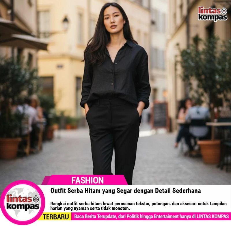 Outfit Serba Hitam yang Segar dengan Detail Sederhana