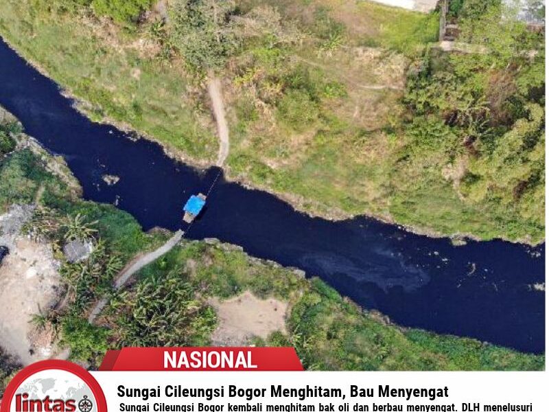 Sungai Cileungsi Bogor Menghitam, Bau Menyengat