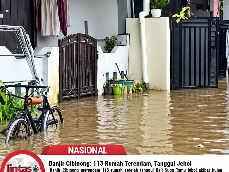 Banjir Cibinong Rendam 113 Rumah Usai Tanggul Sungai Jebol