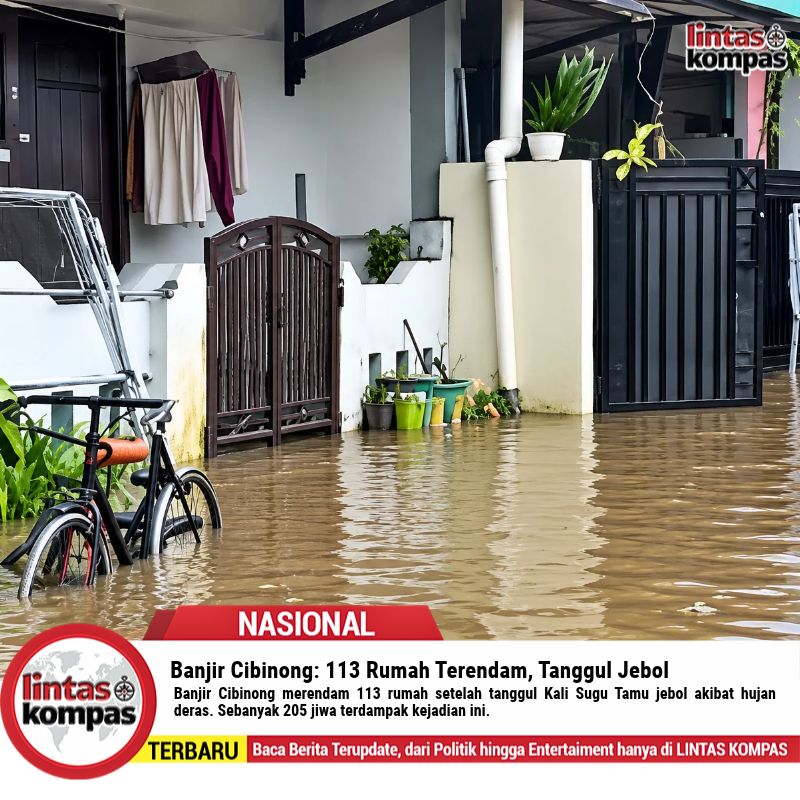 Banjir Cibinong Rendam 113 Rumah Usai Tanggul Sungai Jebol
