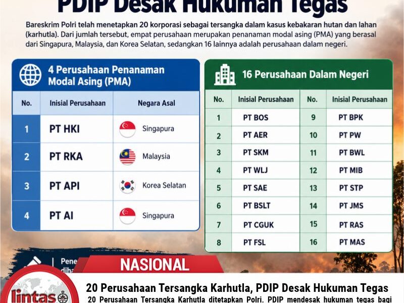 20 Perusahaan Tersangka Karhutla, PDIP Desak Hukuman Tegas