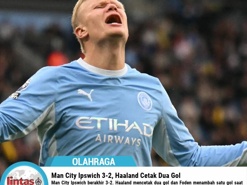 Man City Ipswich 3-2, Haaland Cetak Dua Gol