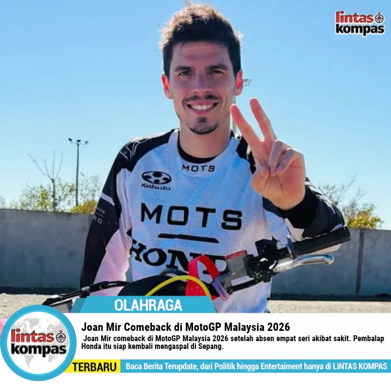Joan Mir comeback di MotoGP Malaysia 2026 setelah absen empat seri akibat sakit. Pembalap Honda itu siap kembali mengaspal di Sepang.